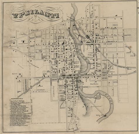 Ypsilanti Village Ypsilanti Michigan 1856 Old Town Map Custom Print