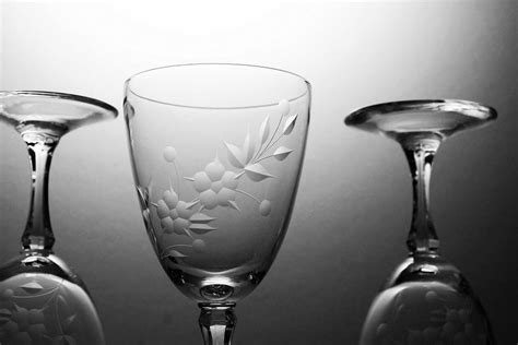 Crystal Etched Wine Glasses Lenox Brookdale Set Of 4 Etched Crystal