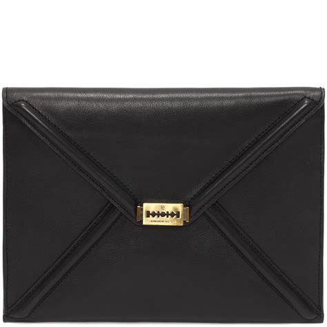 Lyst Mcq Leather Envelope Clutch In Black