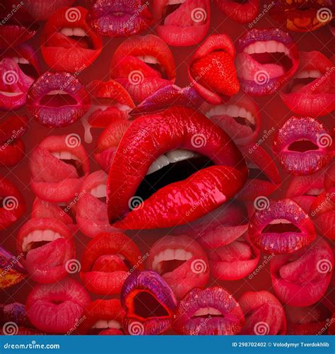 Artwork With Sensual Lips Abstract Lip On Red Lips And Mouth Female