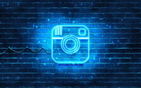 Download Wallpapers Instagram Blue Logo 4k Blue Brickwall Instagram