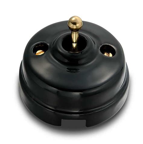 Fontini Toggle Switch Black Porcelainbrass Surface Mounted Old Style