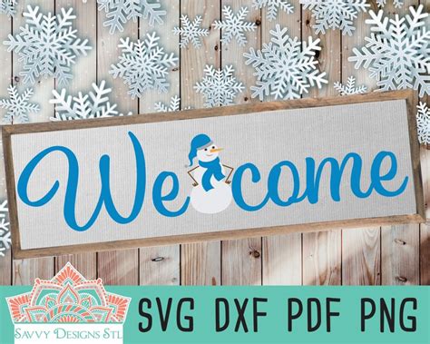 Snowman Welcome Sign Svg Cut File Bundle For Silhouette And Etsy