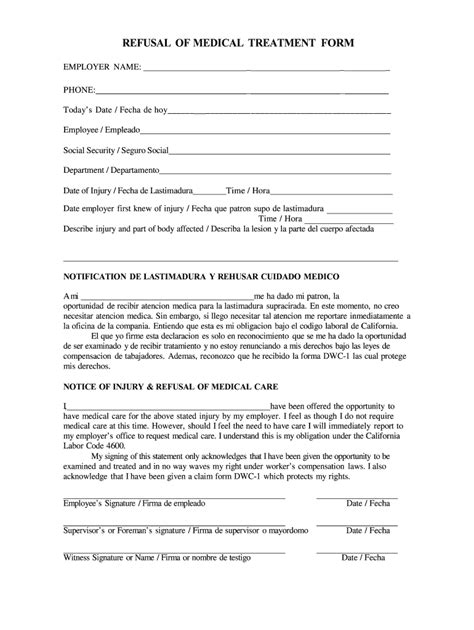 Medical Treatment Refusal Form Fill Out And Sign Printable Pdf