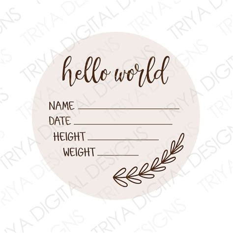Hello World Baby Announcement Svg Laser Cut File Baby Etsy Canada