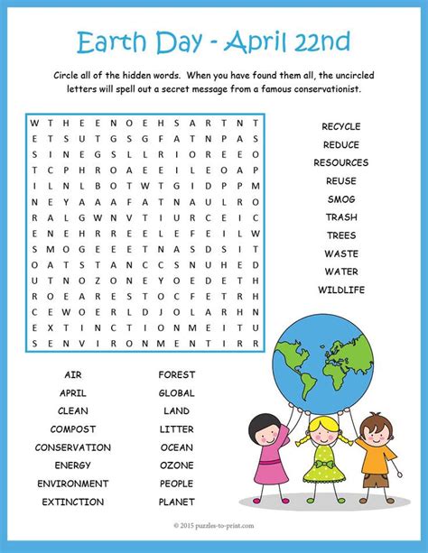 No Prep Earth Day Word Search Puzzle Worksheet Activity Earth Day