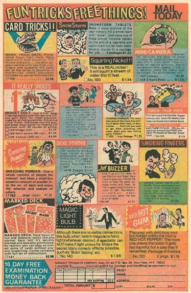 Fun Tricks Free Things Comic Book Ads From The 1970s Old Comic Books