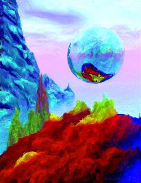 Paintings Of Artists Original Unusual Art Painting Of Red Mountain Planet