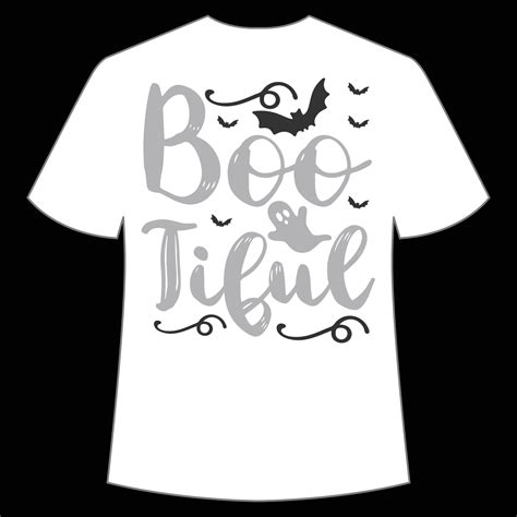 Boo Tiful Happy Halloween Shirt Print Template Witch Bat Cat Scary