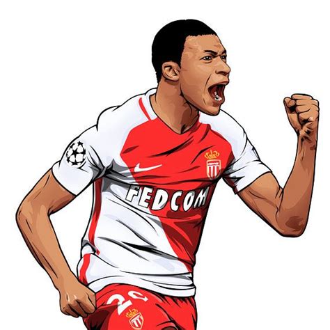 Kylian Mbappé Comme Monaco Affiche Manchester United And Football Art Football Dessin Sport