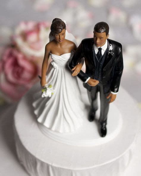Bald Hispanic Black African American Groom And Bride Wedding Cake