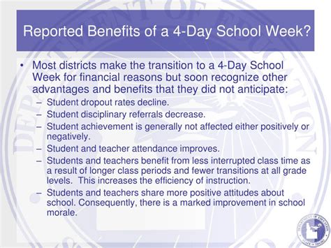 Ppt 4 Day School Week In Idaho Powerpoint Presentation Free Download