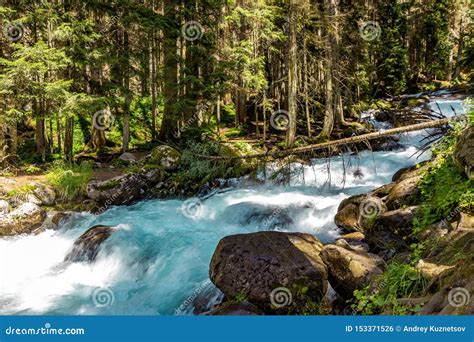 Mountain River Water Landscape Wild River In Mountains Stock Photo