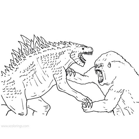 Goji vs kong color by christianwillett on deviantart. Godzilla vs Kong Coloring Pages Easy for Kids - XColorings.com
