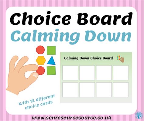Calming Down Choice Board SEN Resource Source