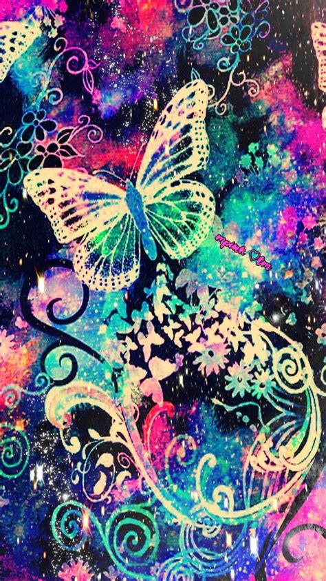 An Abstract Painting With Butterflies And Swirls