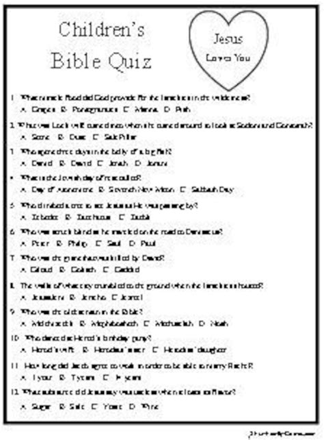 Childrens Bible Quiz Is A Multiple Choice Quiz With Etsy