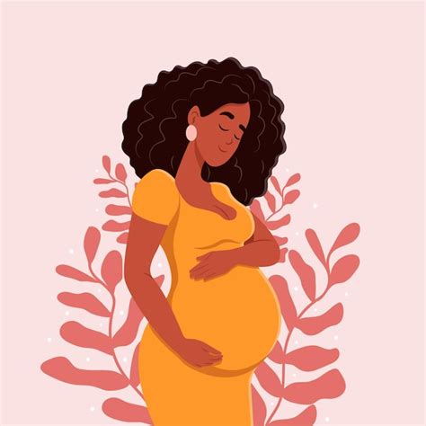 premium vector beautiful pregnant black woman hugs herbelly the concept of pregnancy and