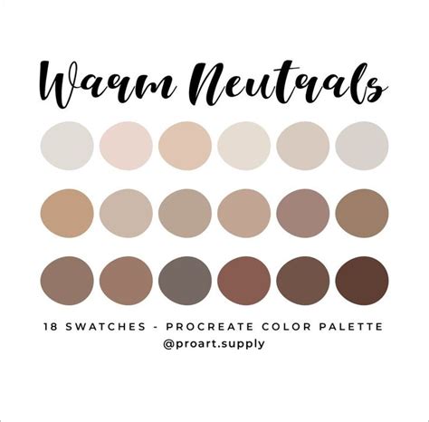 Warm Neutrals Procreate Color Palette Hex Codes Beige Etsy Uk Color