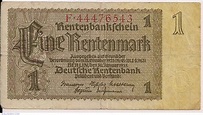 1 Rentenmark 1937 - 8 digit serial, 1937 Issue (Rentenbank) - Germany ...