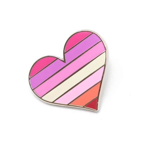 Lesbian Flag Heart Enamel Pin Compoco