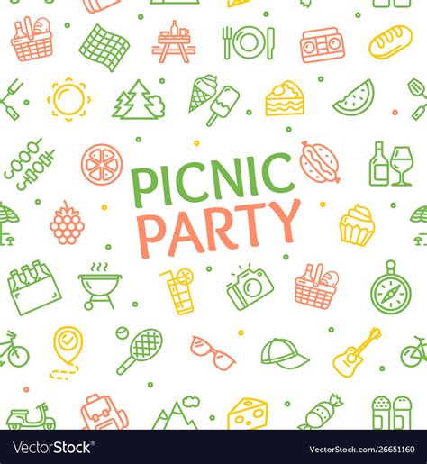 Color Picnic Party Banner Card Background Vector Image