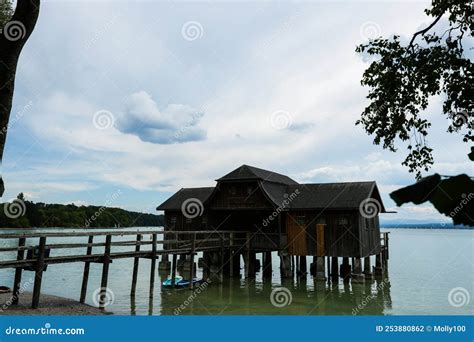 Boat House At The Ammersee In Bavaria 5 Lakes Stock Photo Image Of