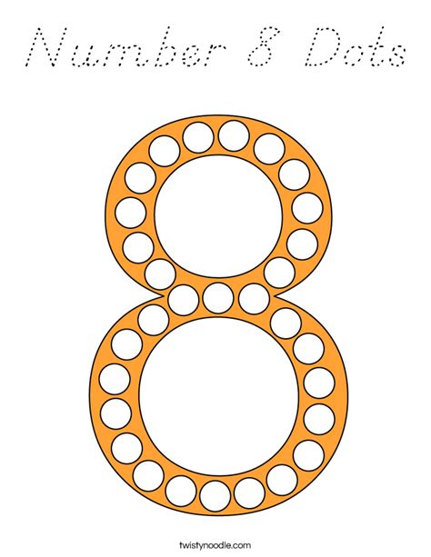 Number 8 Dots Coloring Page Dnealian Twisty Noodle