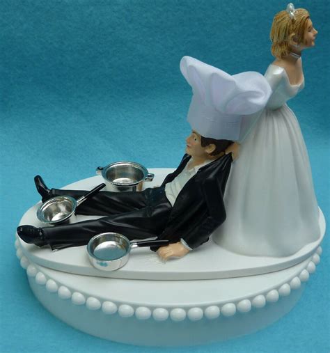 Wedding Cake Topper Chef Cooking Pots Pans Hat Kitchen