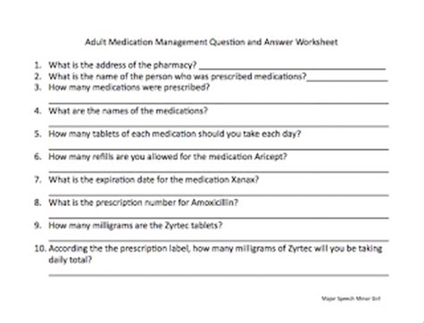 If you're passionate about improving quality of life for a person with alzheimer's, dementia or other cognitive disabilities, try this simple assessment tool: Speechie Freebies: Medication Management Worksheet. Pinned ...