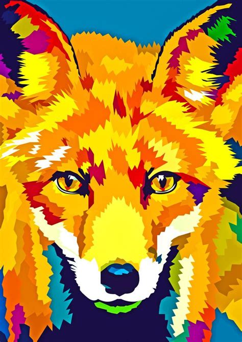 Rainbow Fox By Elviranl Рисунки Картины Абстрактные рисунки