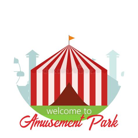 Welcome To Amusement Park Amusement Park Landscape In Flat Style