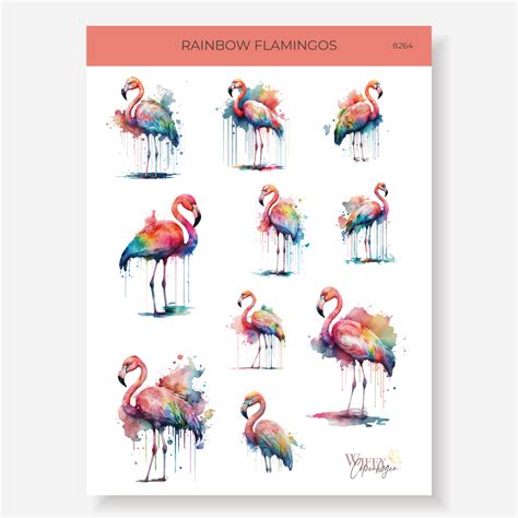 Rainbow Flamingos Stickers Wifeydk