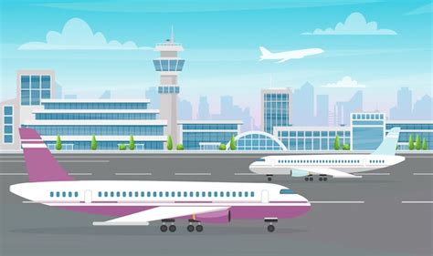 Premium Vector Illustration Of Airport Terminal Building With Big