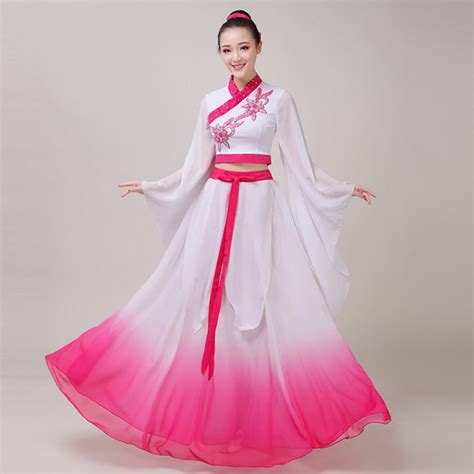 Hanfu White With Pink Chinese Folk Dance Costumes Chinese Ancient