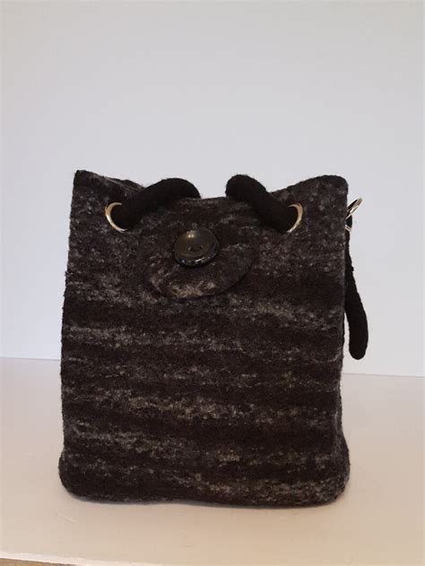 Wool Felted Purse Handmade Shoulder Bag Wool Handbag Gray Etsy