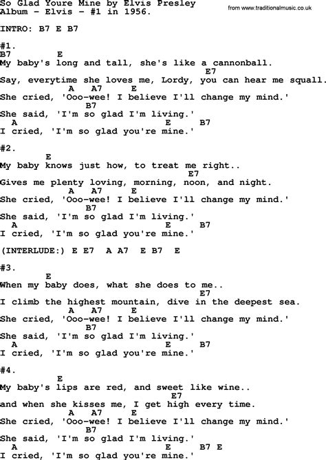 So Glad Youre Mine, by Elvis Presley - lyrics and chords