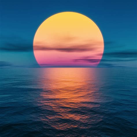 2048x2048 Resolution Outrun Sunset At The Ocean Ipad Air Wallpaper