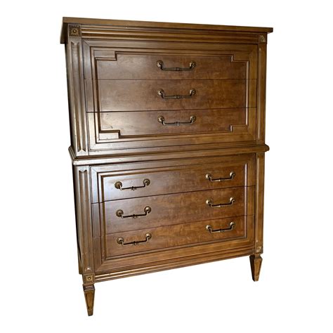 Thomasville Mid Century Furniture Solid Wood Highboy Dresser | Chairish