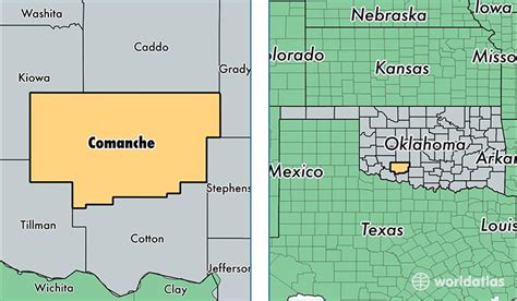 Comanche County Oklahoma Map Of Comanche County Ok
