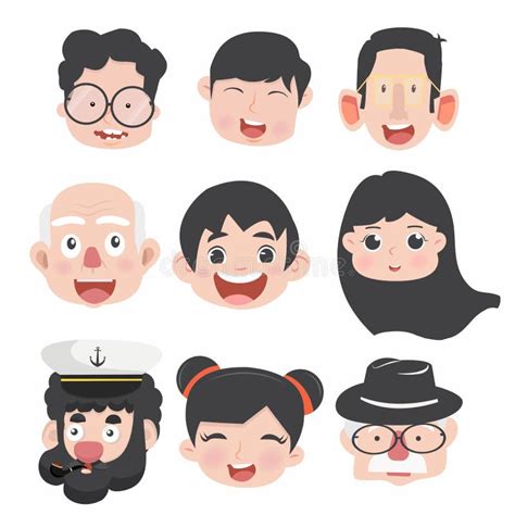 Collection Of Funny Cartoon Avatars Stock Vector Illustration Of