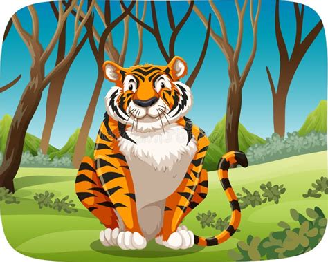 A Tiger In The Forest Stock Vector Illustration Of Decoration 141996281