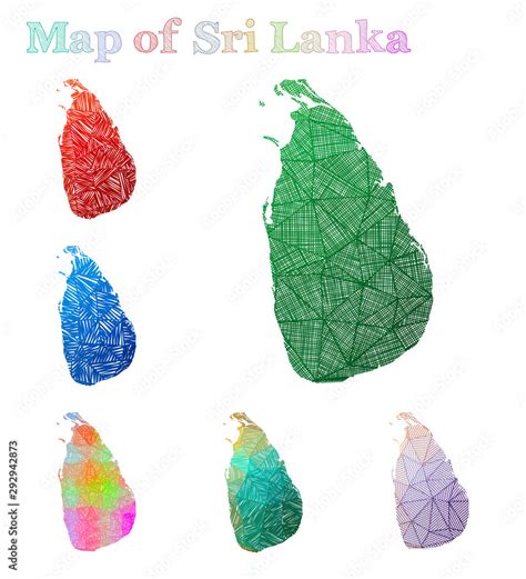 Hand Drawn Map Of Sri Lanka Colorful Country Shape Sketchy Sri Lanka