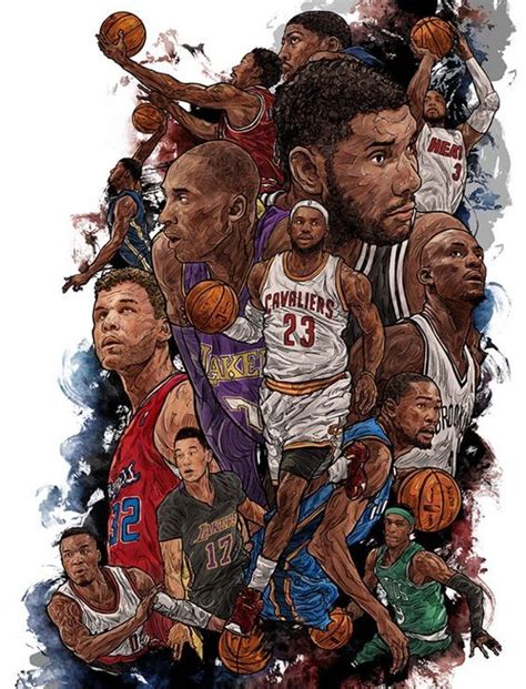 22 Nba Stars Collage Illustration Collage Illustration Basketball