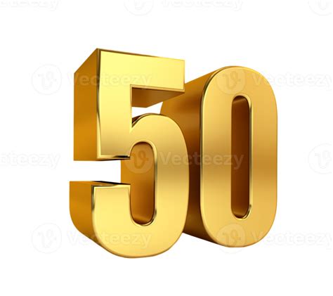 Fifty 3d Golden Number 50 Anniversary Birthday Price 8489873 Png