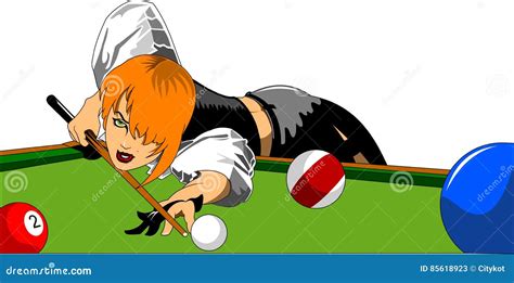 Woman On Billiards Stock Illustration Illustration Of Green 85618923