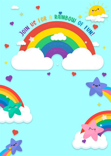 9 Colorful Rainbow Birthday Party Invitation Templates Dolanpedia