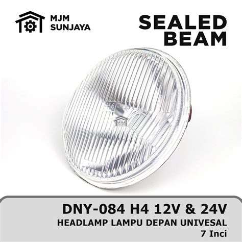 jual sealed beam lampu kaca depan cembung headlamp universal 7inci dny 084 h4 12v 24v head lamp