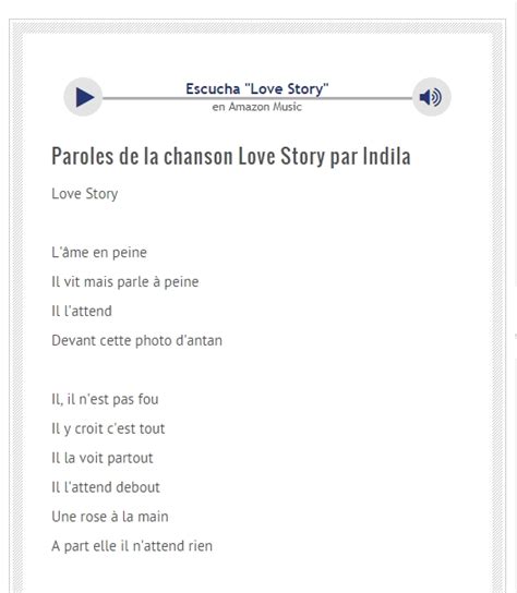 Chansons En Francais Paroles Indila Love Story Chanson Love