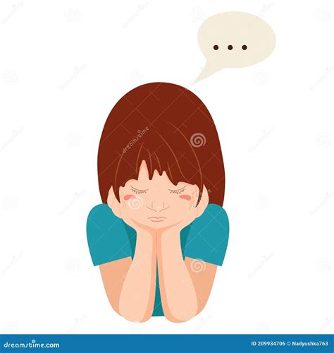 Sad Girl Sitting Alone And Thinking Autism Concept Vector